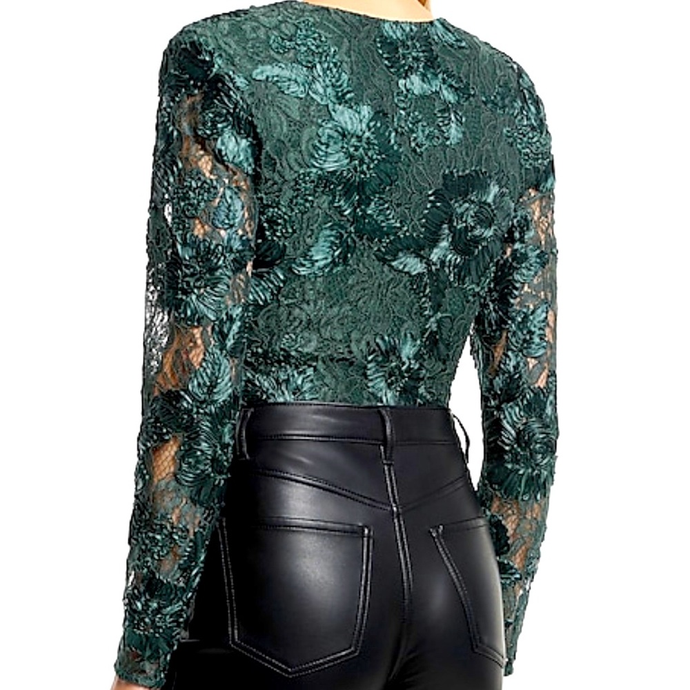 Express Green Lace Bodysuit - Picture 3 of 3